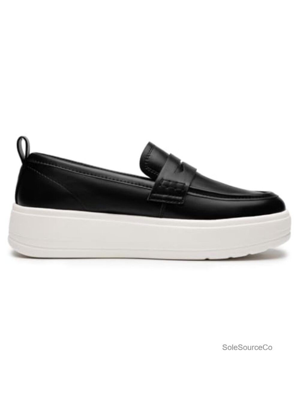Women's Platform Loafers Slip On Comfortable Work Casual Shoes Faux Leather - Picture 3 of 6